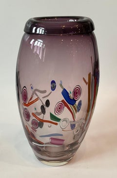 Silvano Signoretto firma un grande vaso in vetro di Murano con decorazioni a murrine