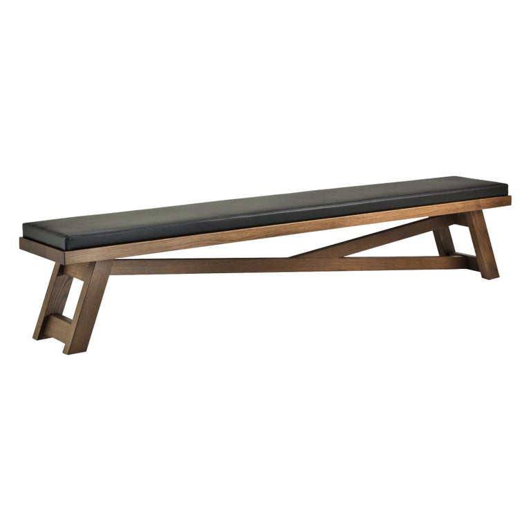 SILVANUS Black Solid Oak Long Bench with Upholstered Seat For Sale at  1stDibs | long bench seating, long seating bench, long bench chair