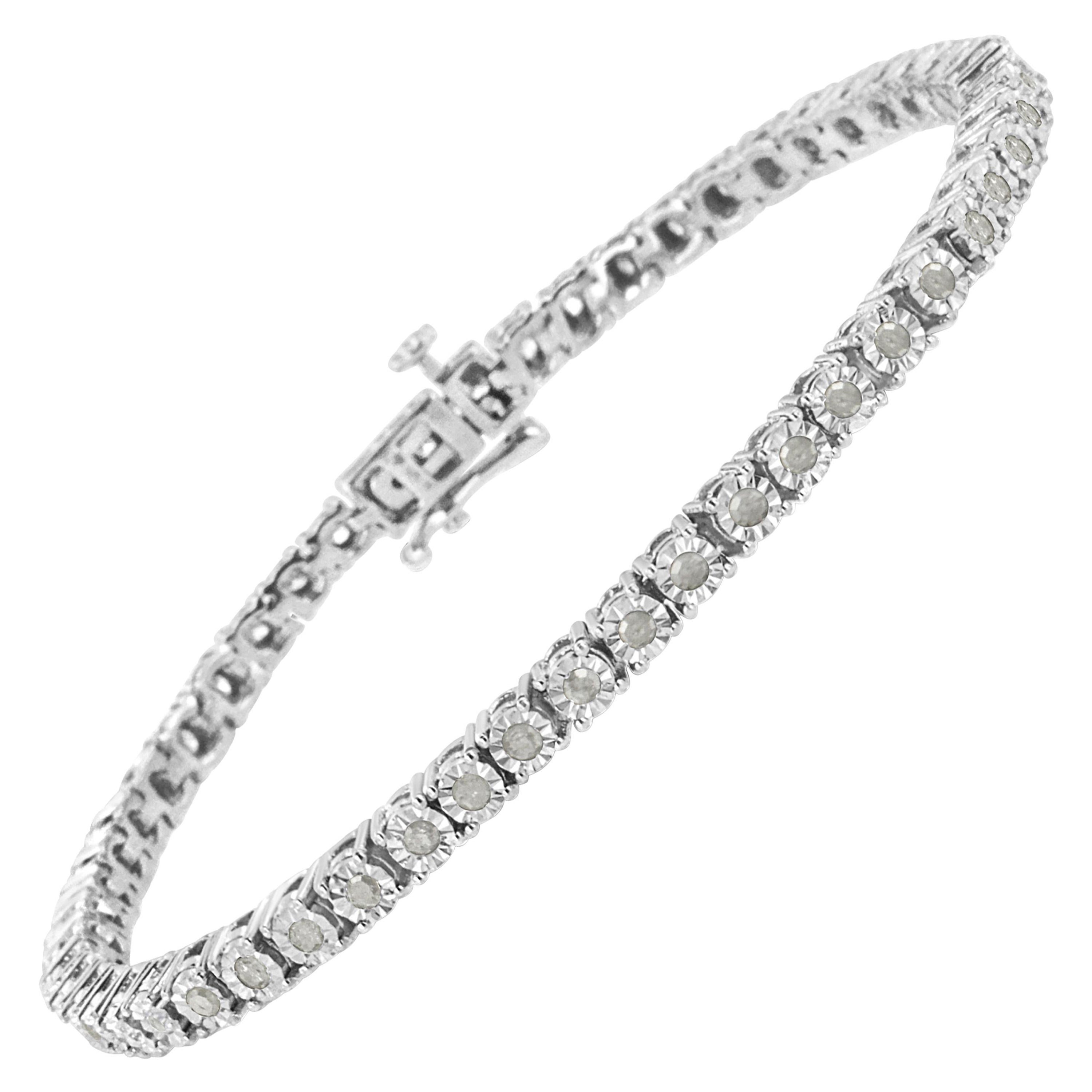 Silber 1,0 Karat Real Diamant-Tennisarmband mit Miracle-Set aus Silber