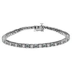 Bracelet tennis en argent avec diamants blancs ronds de 1,0 carat et diamants verts traités