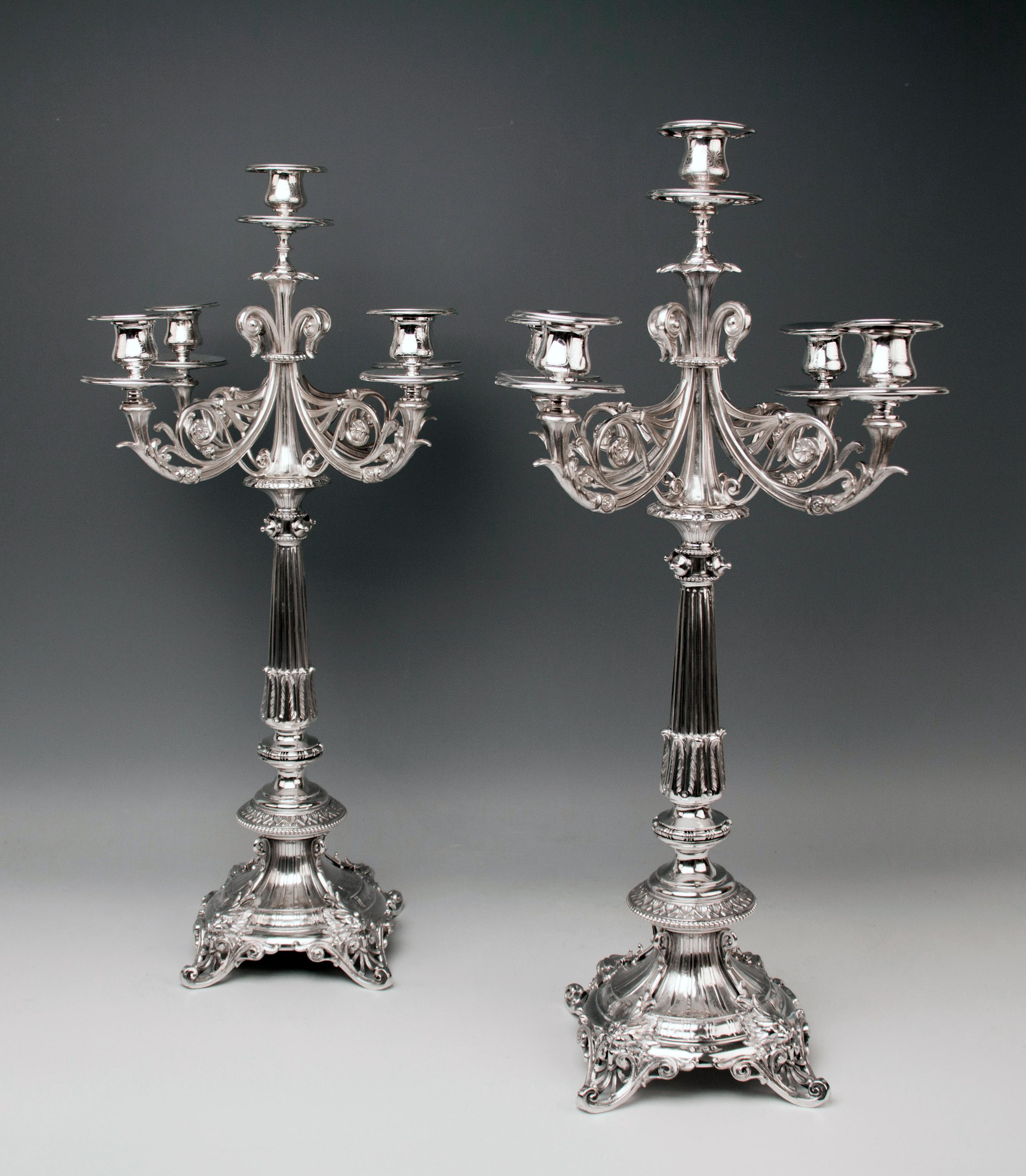 German outstanding silver pair of candlesticks / candelabras, made circa 1855-1865

Outstanding silver candelabras deriving from climax of Victorian period (made circa 1855-1865). - Finest manufacturing quality caused by stunning decorations: