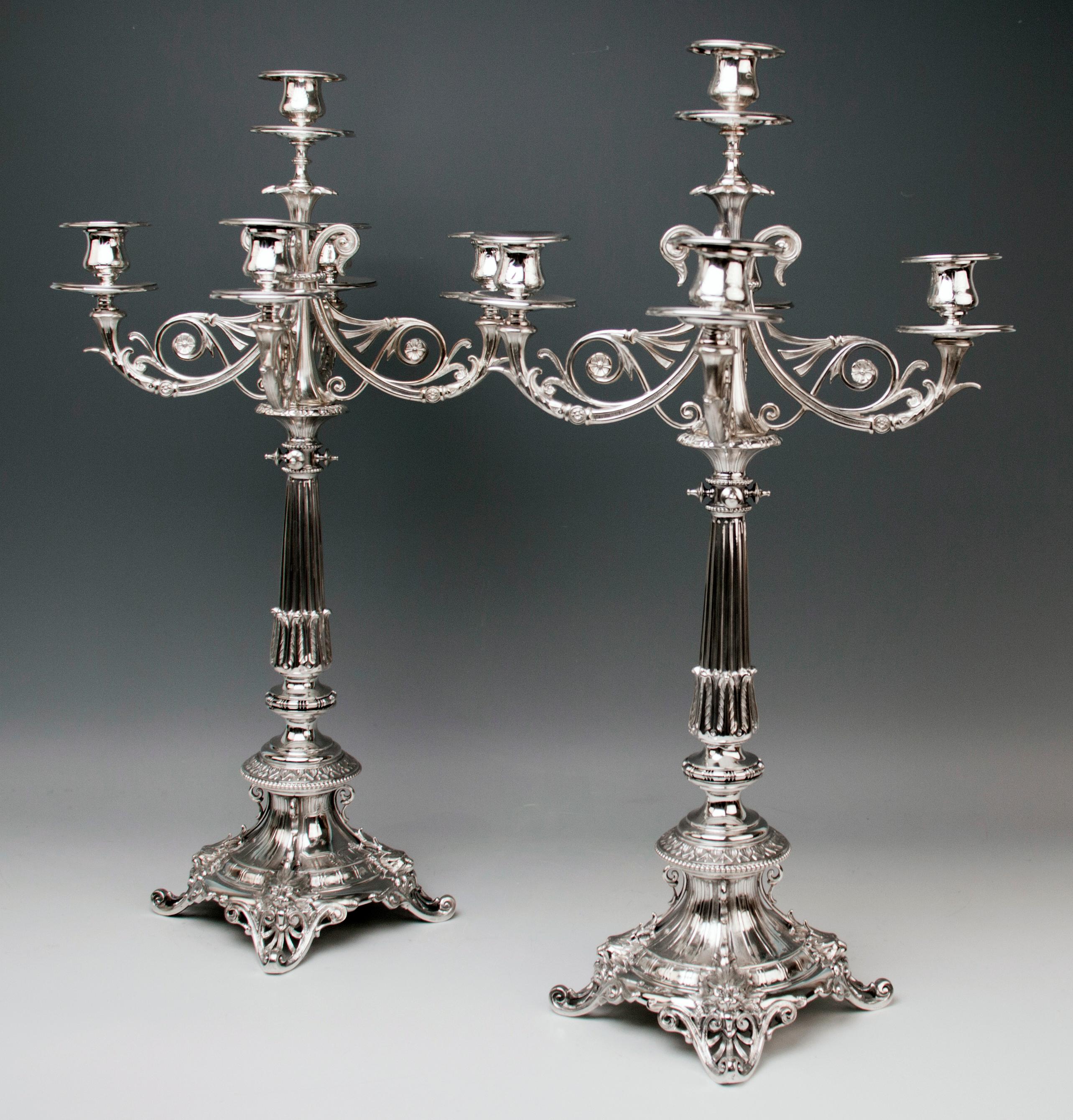 Austrian Silver 12 Lot 750 Germany Berlin Two Candelabras, circa 1860