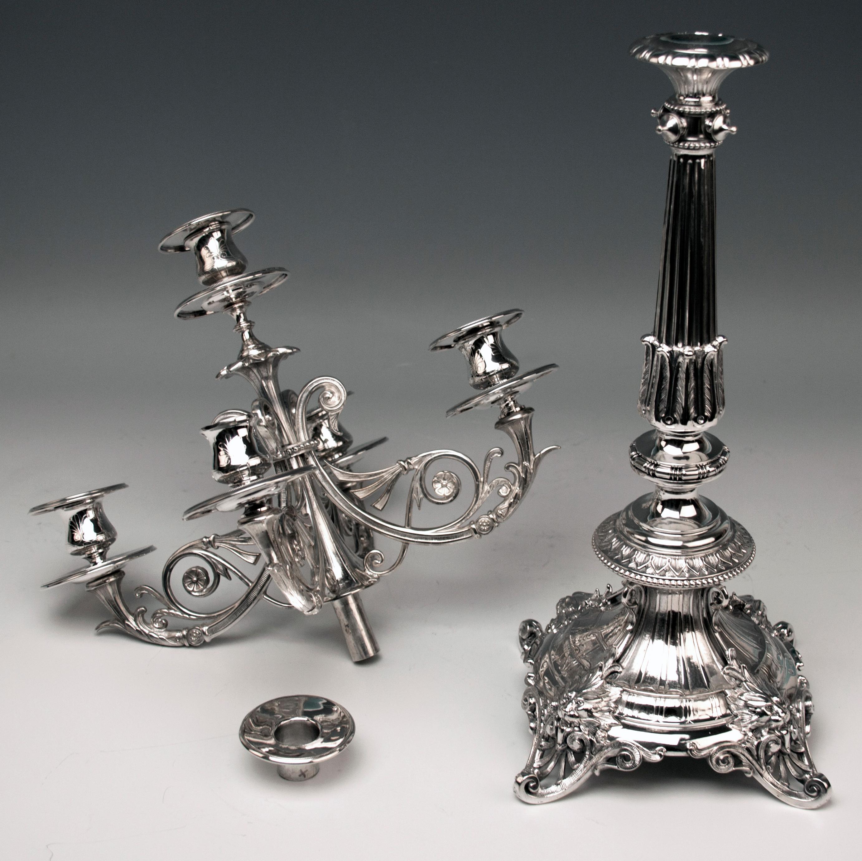 19th Century Silver 12 Lot 750 Germany Berlin Two Candelabras, circa 1860