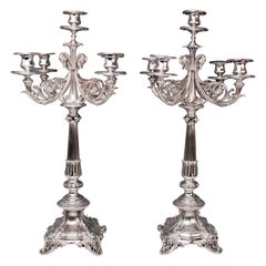 Silver 12 Lot 750 Germany Berlin Two Candelabras, circa 1860