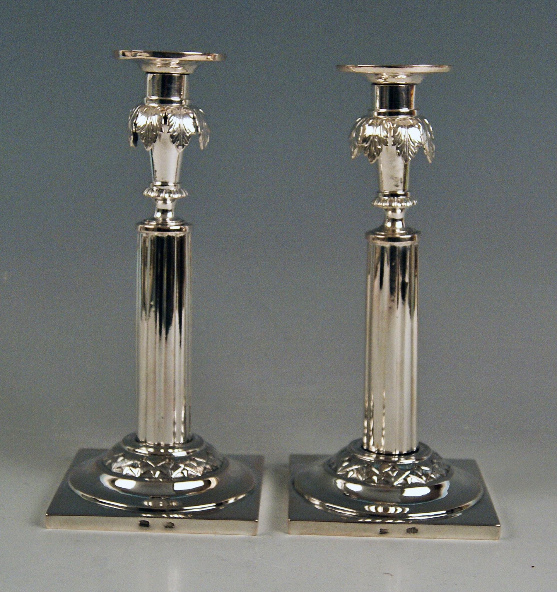 Silver 12 Lot German Two Candlesticks Empire Period Leipzig Made circa 1790 2