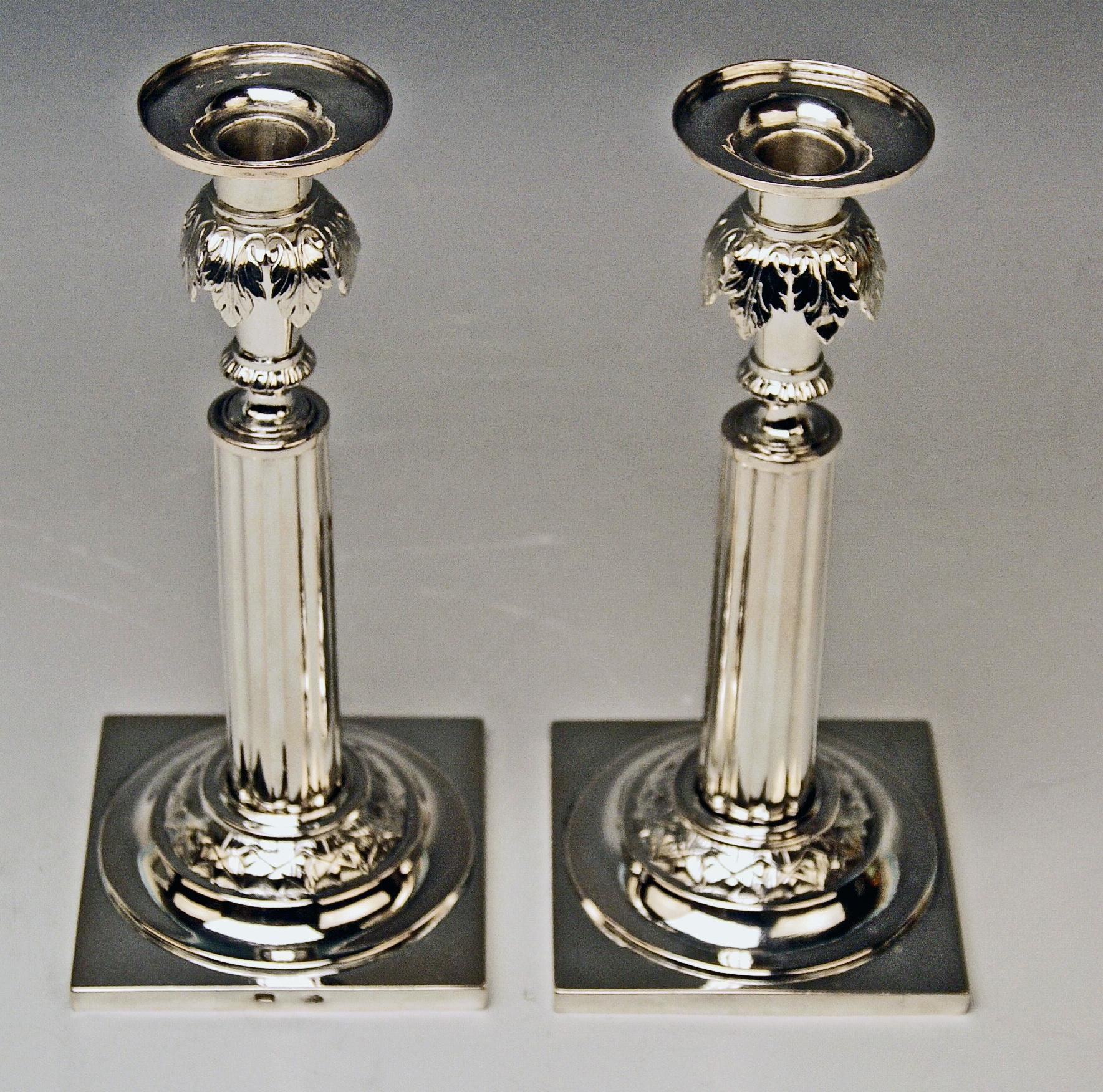 Silver 12 Lot German Two Candlesticks Empire Period Leipzig Made circa 1790 3