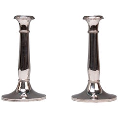 Antique Silver 13 Lot 812.5 Vienna Two Biedermeier Candlesticks, circa 1830, Austria