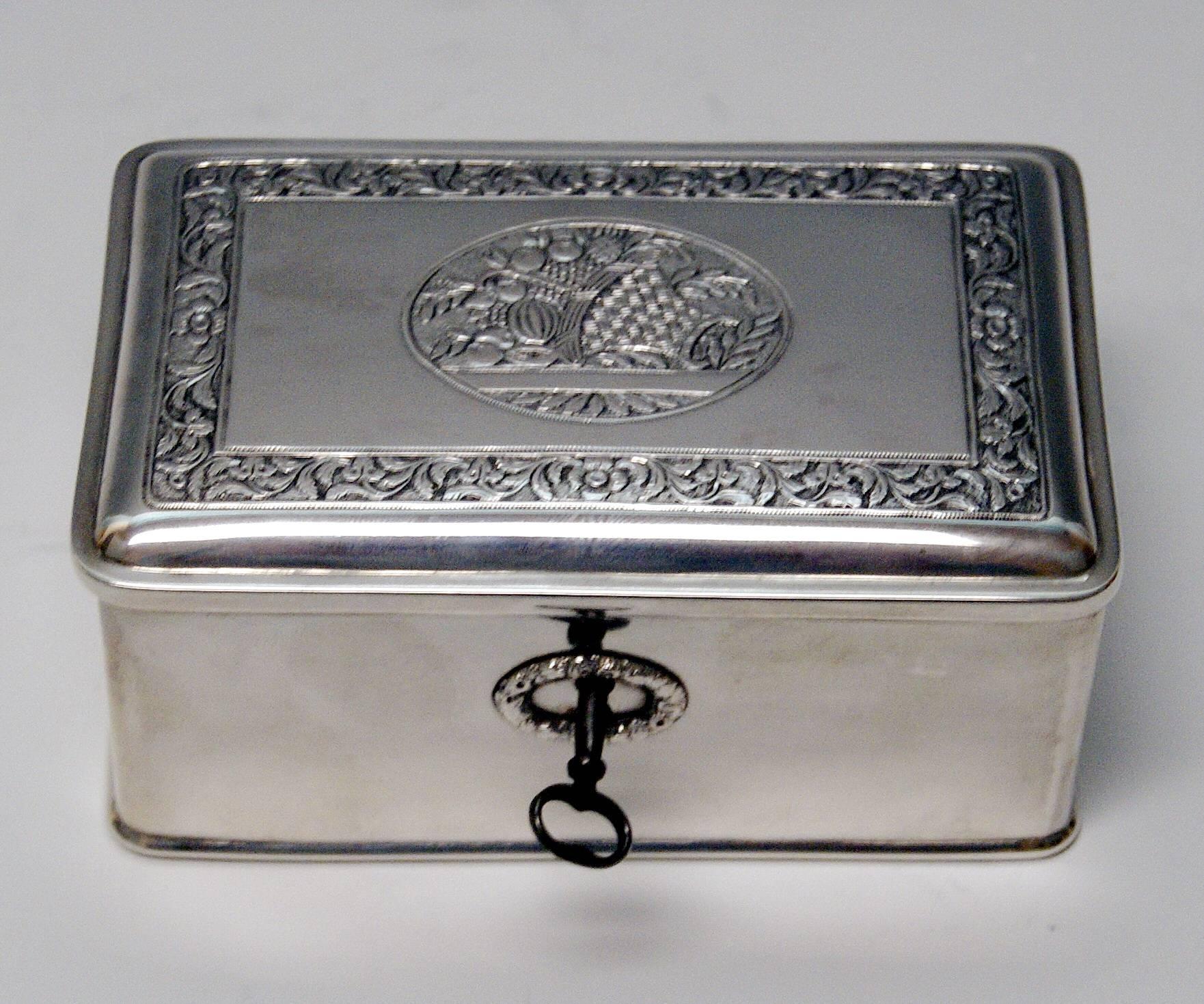 Silber 13 Lot Österreichische Biedermeier Zuckerdose Truhe Wien Franz Schiffer 1
