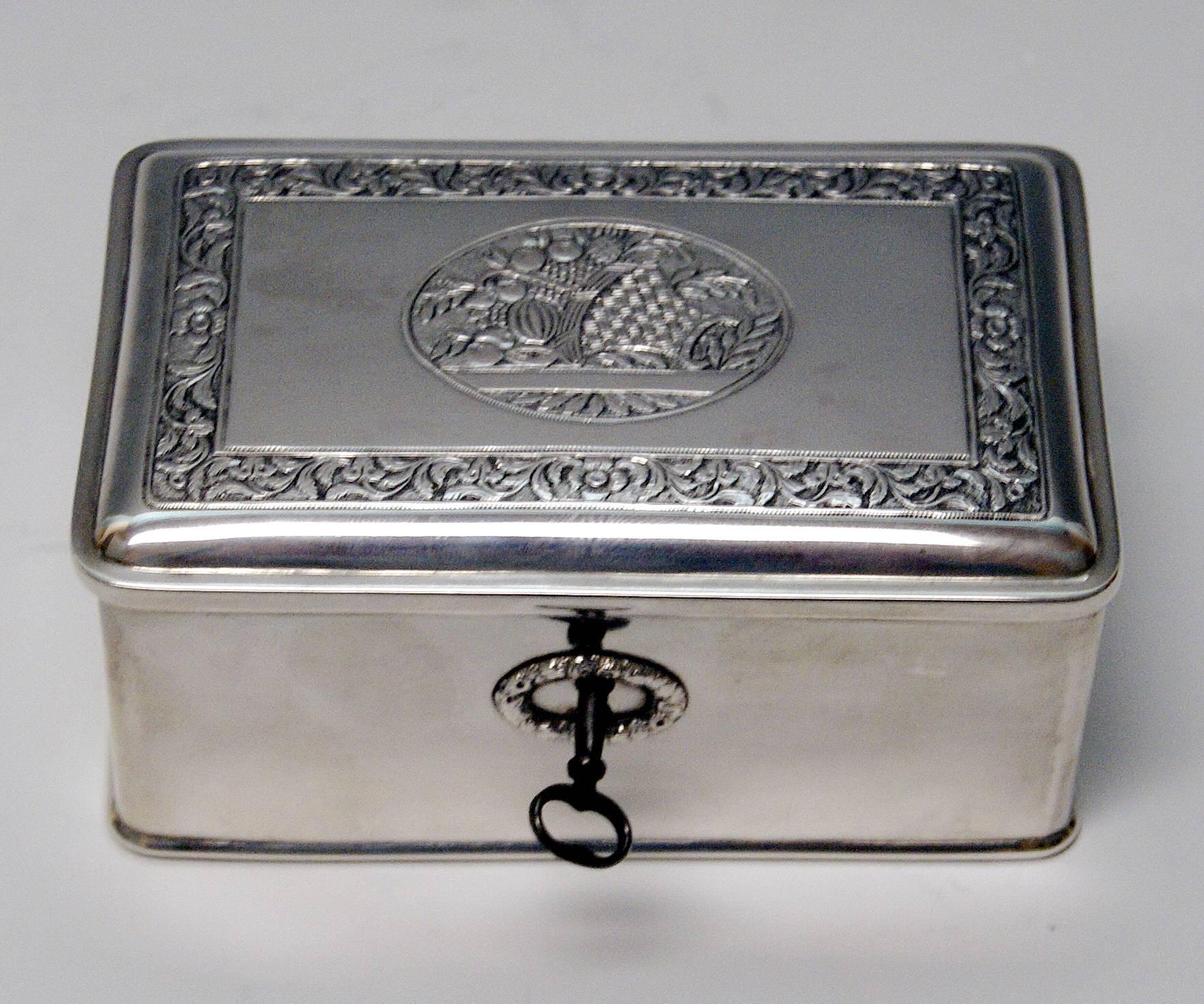 Silver 13 Lot Austrian Biedermeier Sugar Box Chest Vienna Franz Schiffer 2