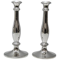 Silber 13 Lot zwei Kerzenständer Biedermeier Christian Sander, Wien, Österreich 1846