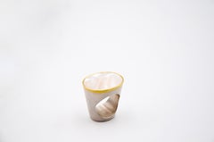 Contemporary Sterling Silver 18 Karat Yellow Gold Mother of Pearl Cocktail Ring