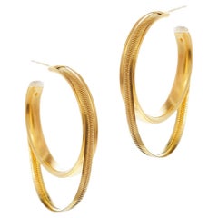 Silver 18 Karat Gold-Plated Snake Chain Hoops Minimal Small Greek Earrings