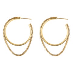 Silver 18 Karat Gold-Plated Snake Chain Small Hoops Minimal Small Greek Earrings