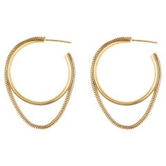 Silver 18 Karat Gold-Plated Snake Chain Small Hoops Minimal Small Greek Earrings