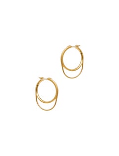 Silver 18 Karat Gold-Plated Snake Chain Three Way Hoops Greek Earrings