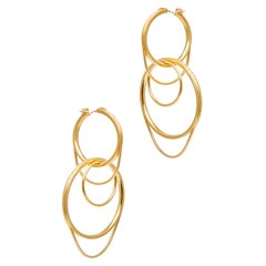 Silver 18 Karat Gold-Plated Snake Chain Three Way Hoops Greek Earrings
