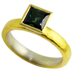 Silver 18 Karat 22 Karat Yellow Gold Blue Green Sapphire Ring