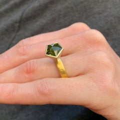Silver 18 Karat 22 Karat Yellow Gold Freeform Green Tourmaline Ring