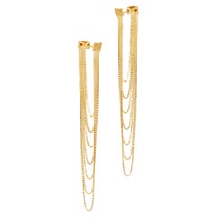 Silver 18k Gold Plated Earrings Box Chain Long Movement Handmade Greek Jewelry