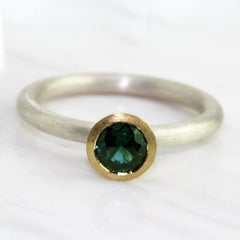 Silver 18 Karat Yellow Gold Parti Sapphire Ring