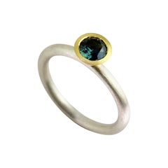 Silver 18 Karat Yellow Gold Parti Sapphire Ring