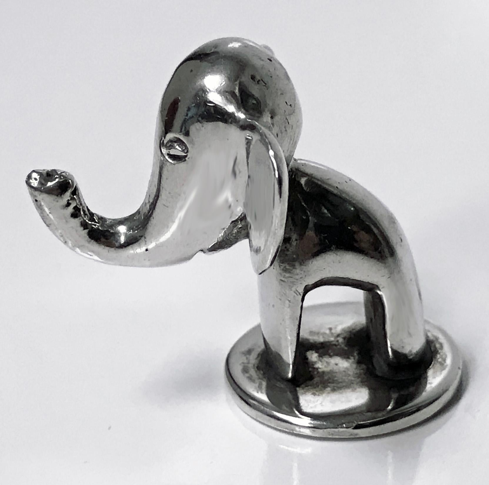 Silver 1950s Hagenauer Style Trumpeting Elephant In Good Condition In Toronto, Ontario