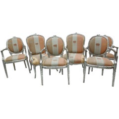 Silver 1980s Vintage Faux Bois Twig Dining Chairs, Set of 6