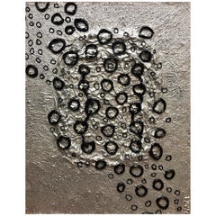 Painting Silver 2 by Liora Black Silver Textured Abstract Canvas Contemporary