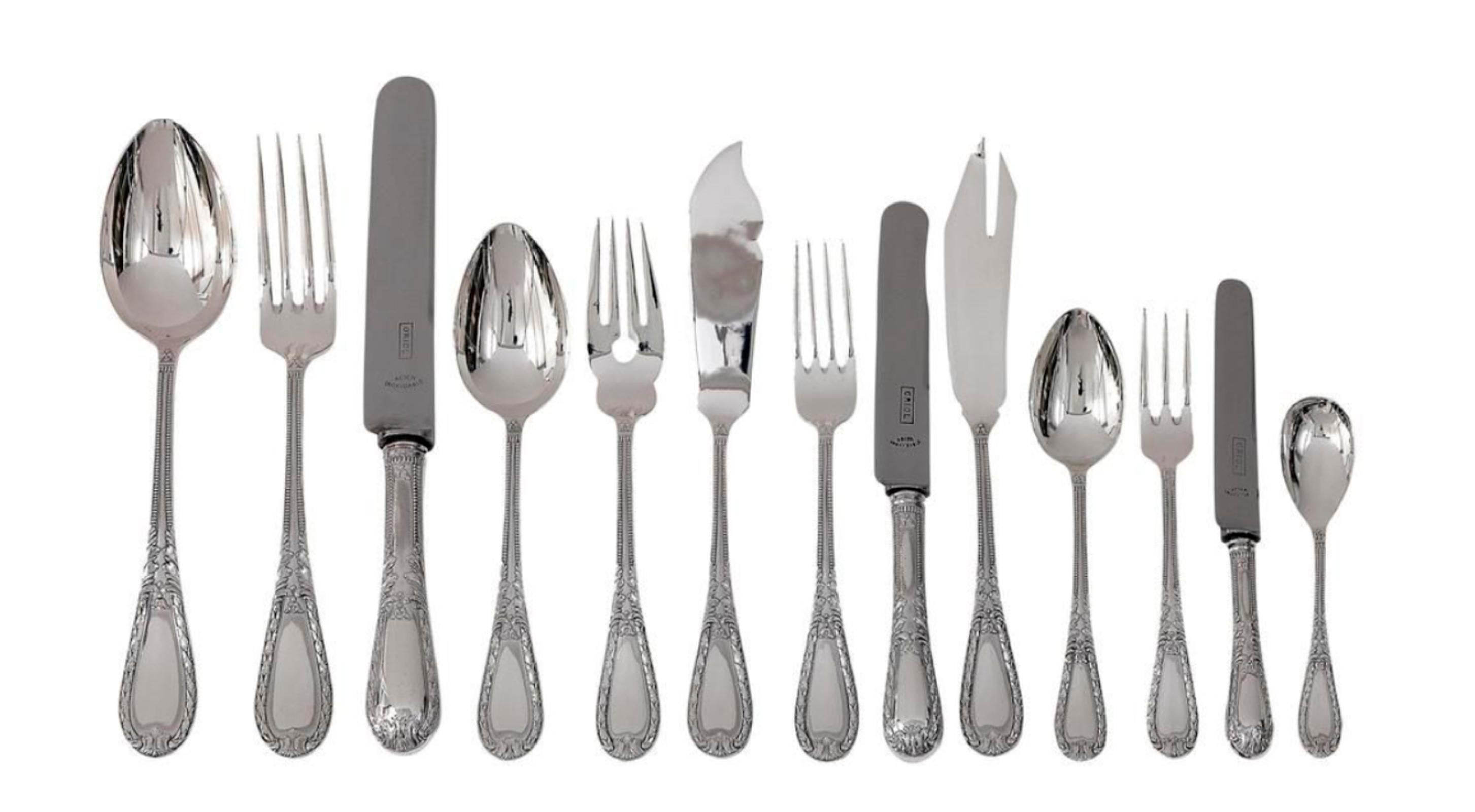 Art Nouveau Silver 234-Pieces Cutlery Set 12 Persons Oriol Barcelona In Showcase 8