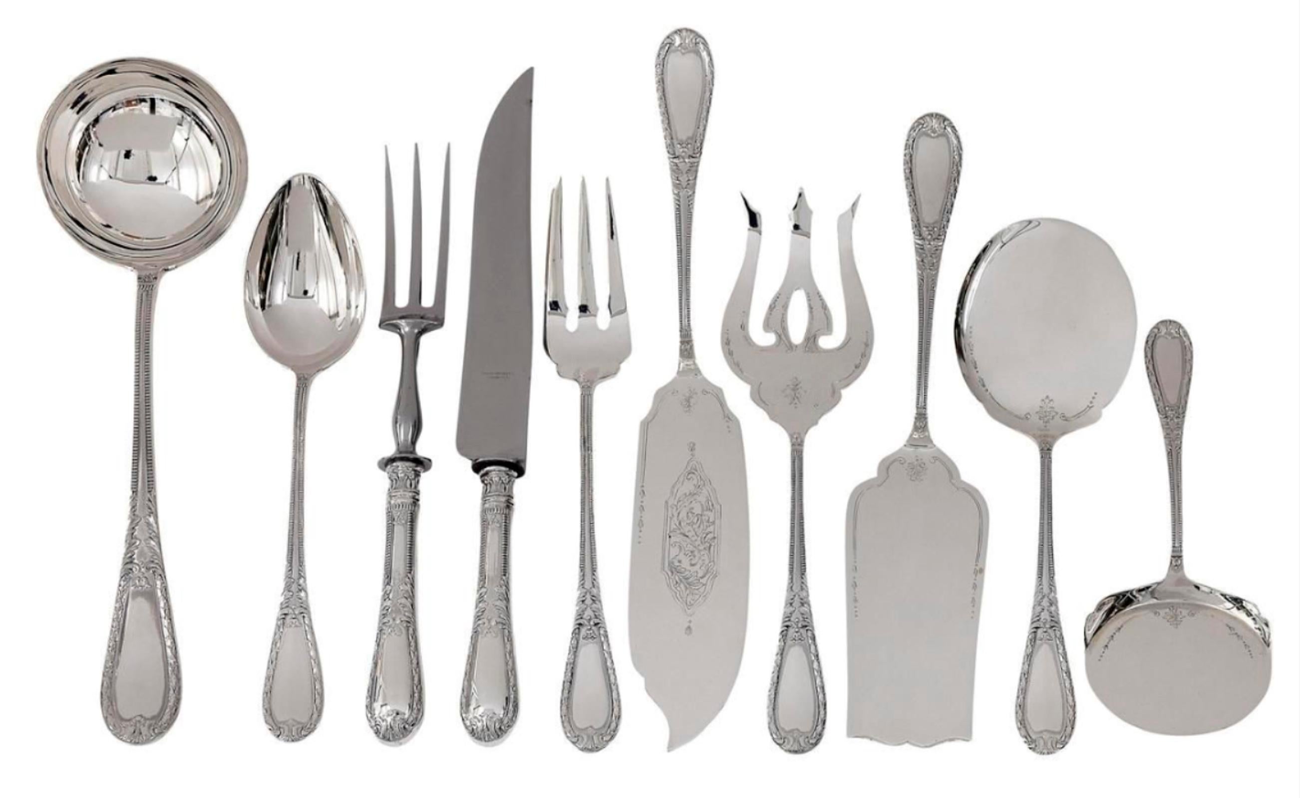 Art Nouveau Silver 234-Pieces Cutlery Set 12 Persons Oriol Barcelona In Showcase 9