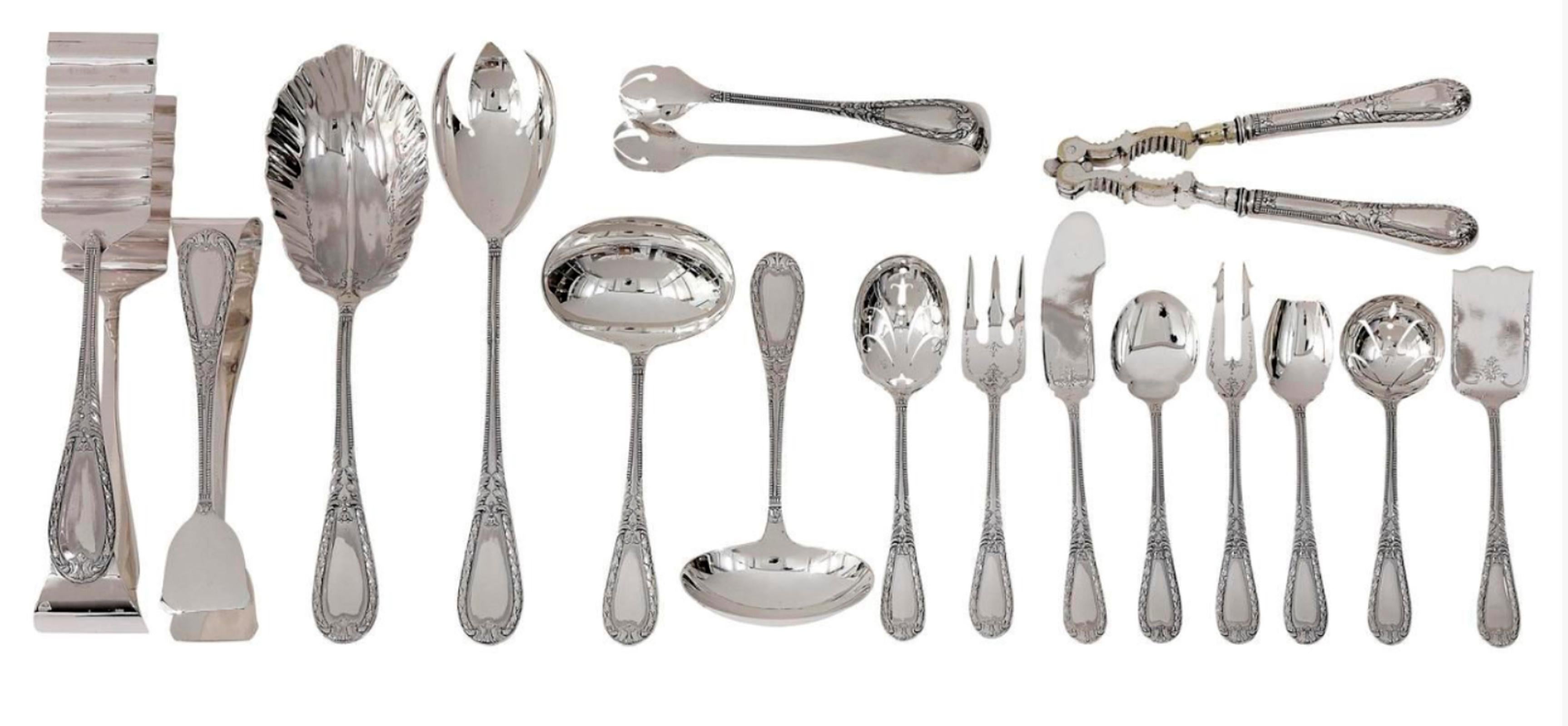 Art Nouveau Silver 234-Pieces Cutlery Set 12 Persons Oriol Barcelona In Showcase 10