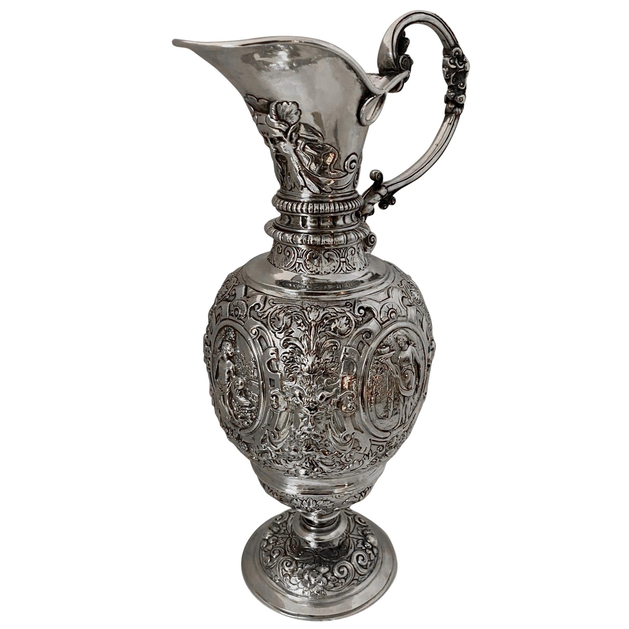 Silber Silber 780/00 Krug Hergestellt in Hanau um 1900, Handgefertigt, Neo Barock im Angebot