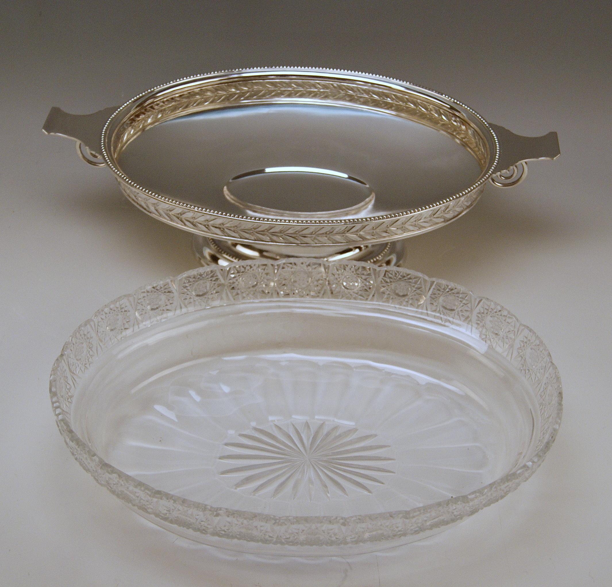 Silver 800 Art Nouveau Flower Bowl Original Glass Liner Germany, circa 1900-1905 2
