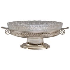 Silver 800 Art Nouveau Flower Bowl Original Glass Liner Germany, circa 1900-1905