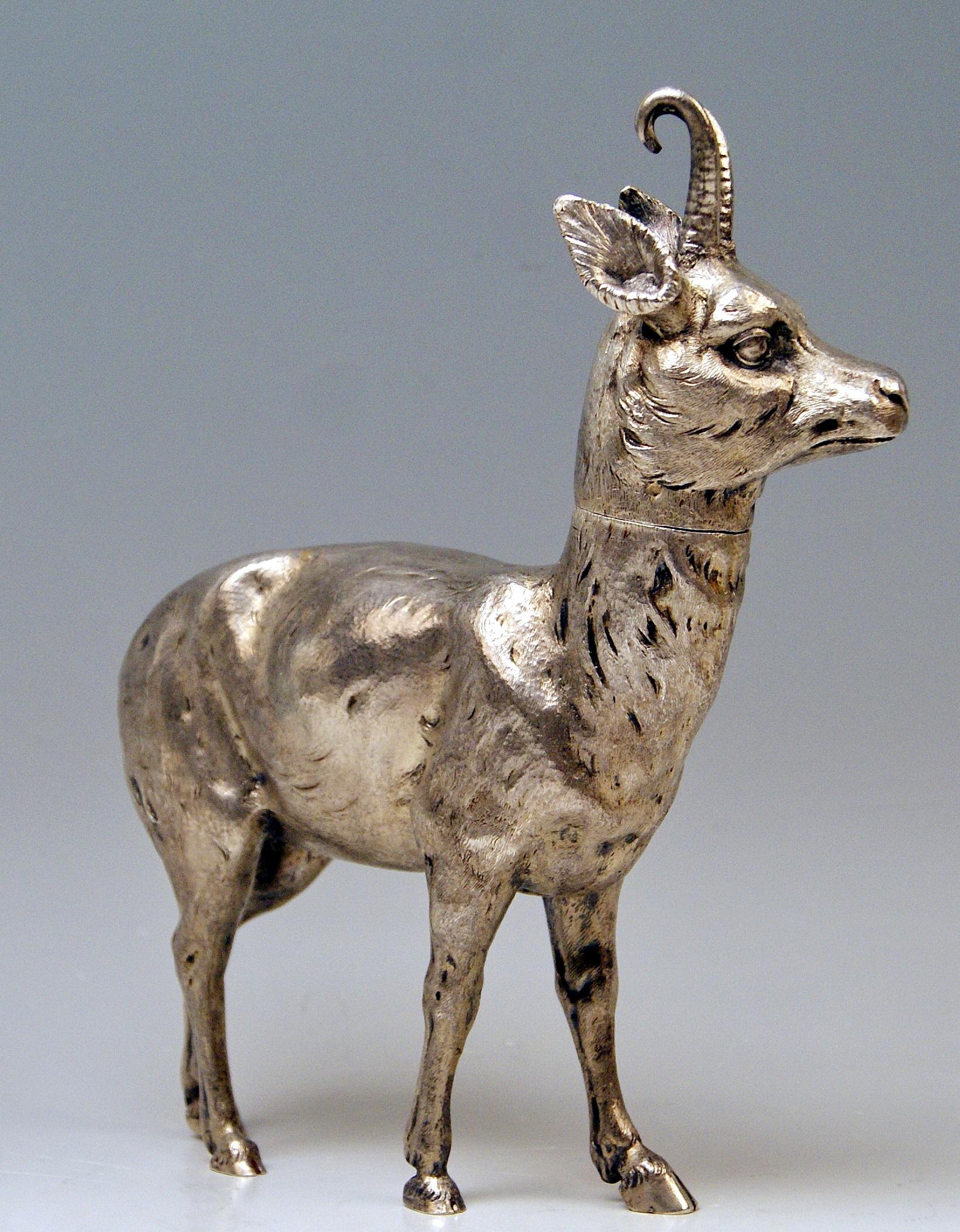 Other Silver 800 Chamois Animal Figurine Hanau Germany Manufactory Karl Kurz