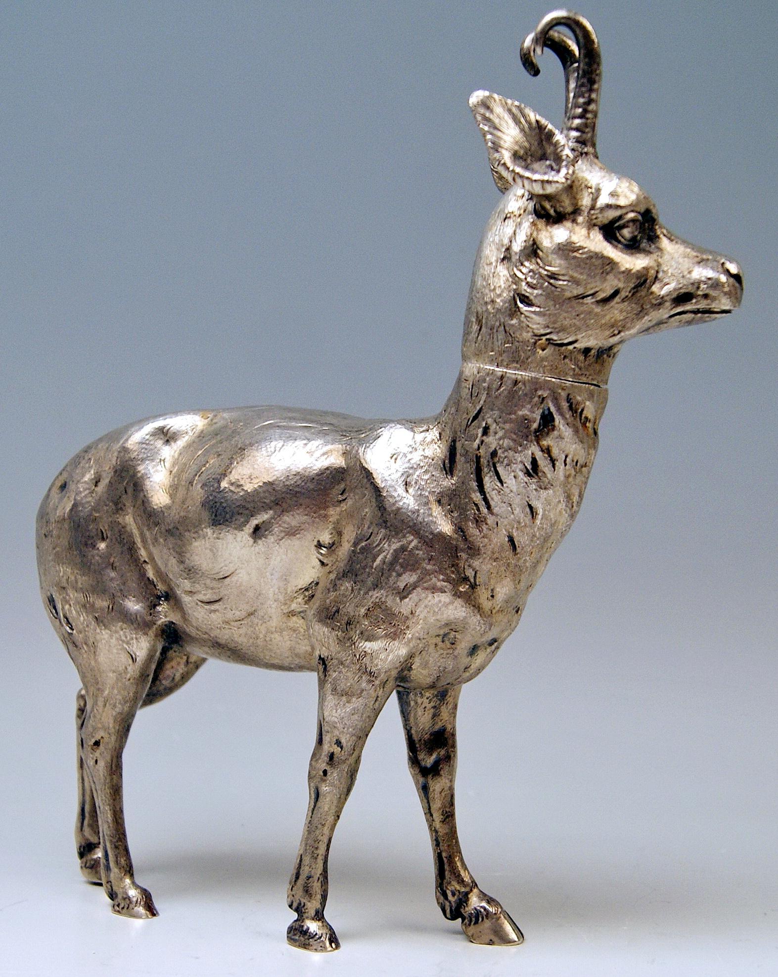 Silver 800 Chamois Animal Figurine Hanau Germany Manufactory Karl Kurz 2