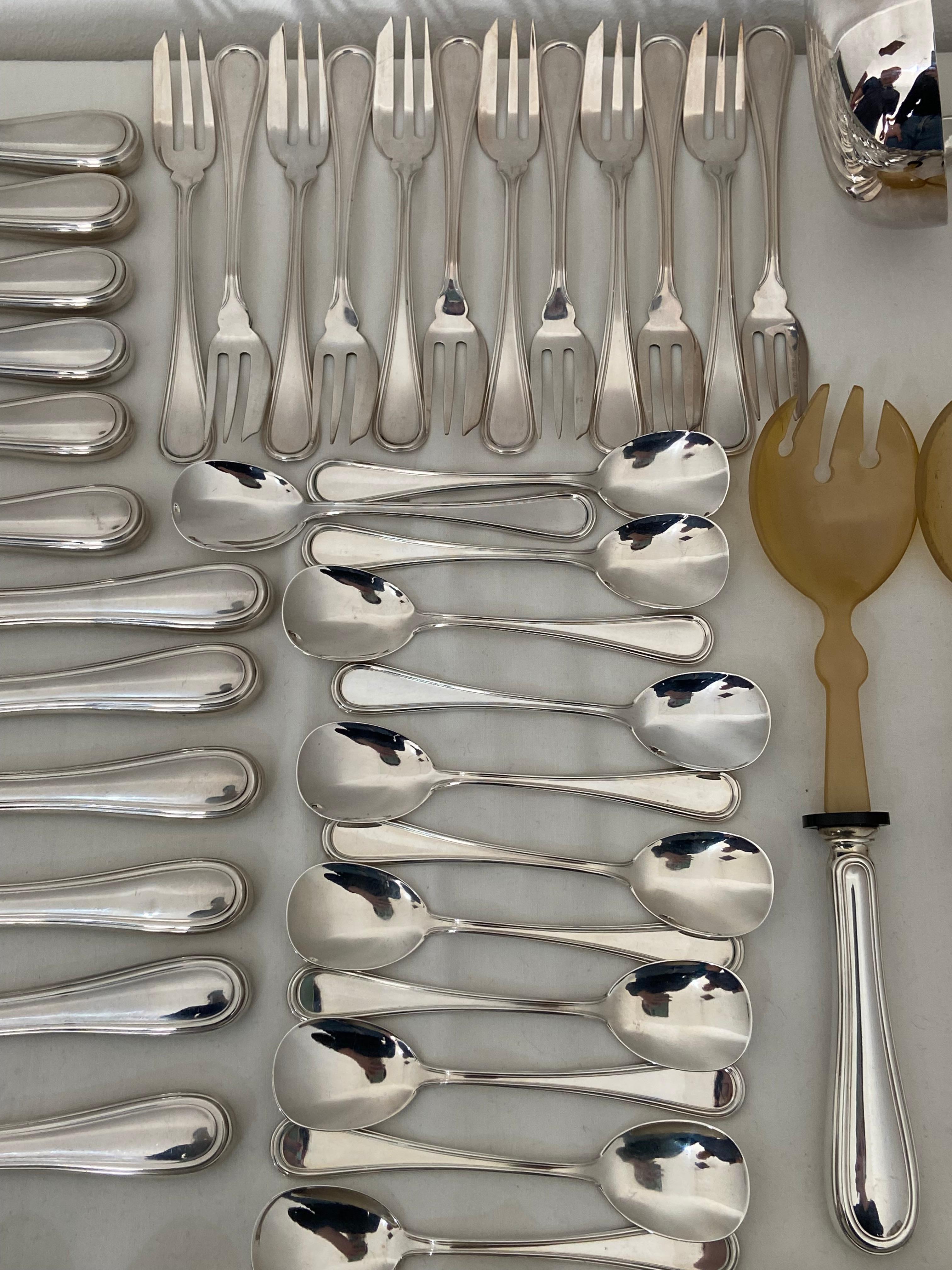 Women's or Men's 800 Silver Cutlery 101 Pieces with Double Forks with Antioxidant Cases For Sale
