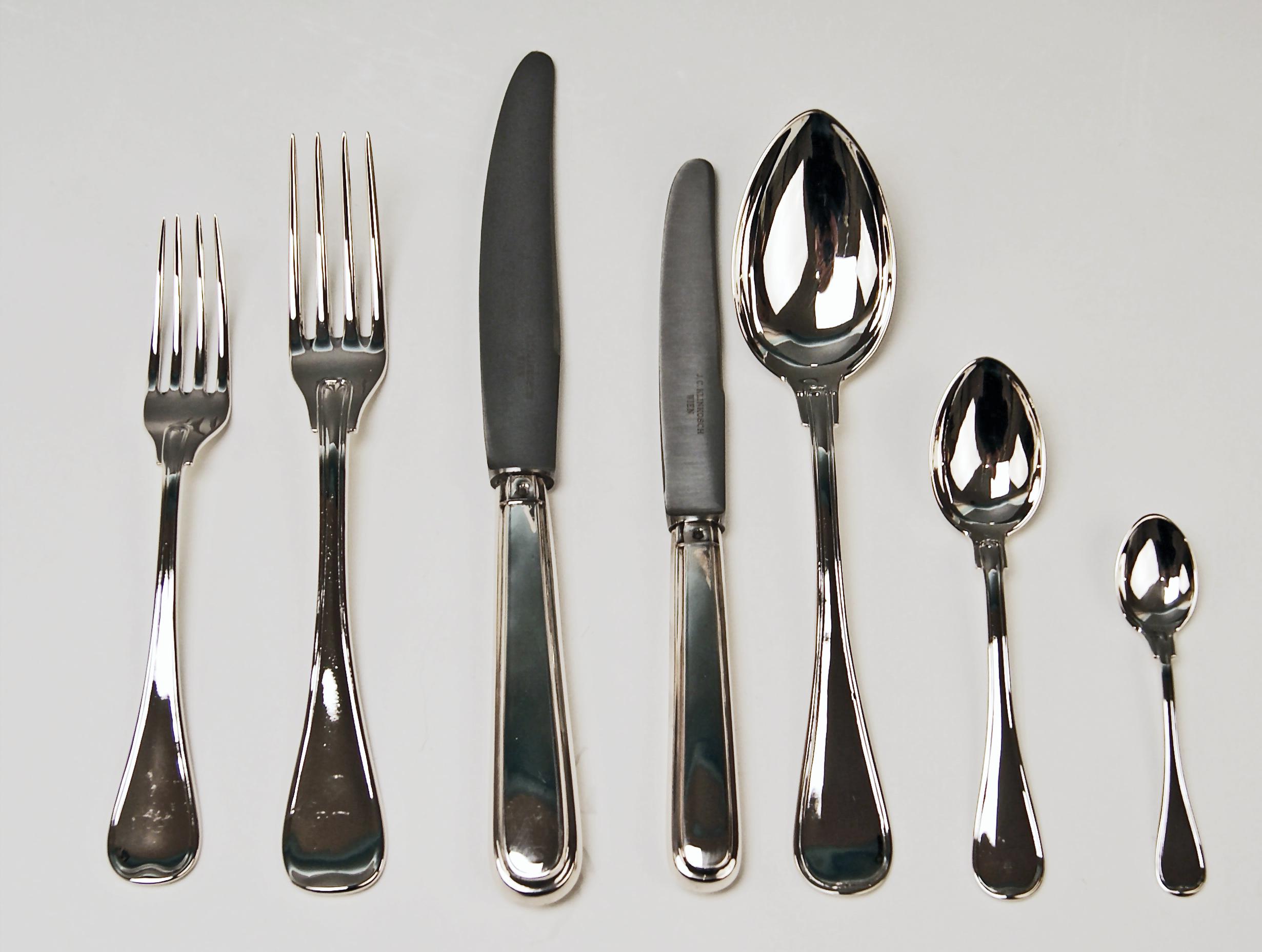 Silver 800 Cutlery Set Klinkosch Austria Vienna 91 Pieces 12 Persons Made 1900 2