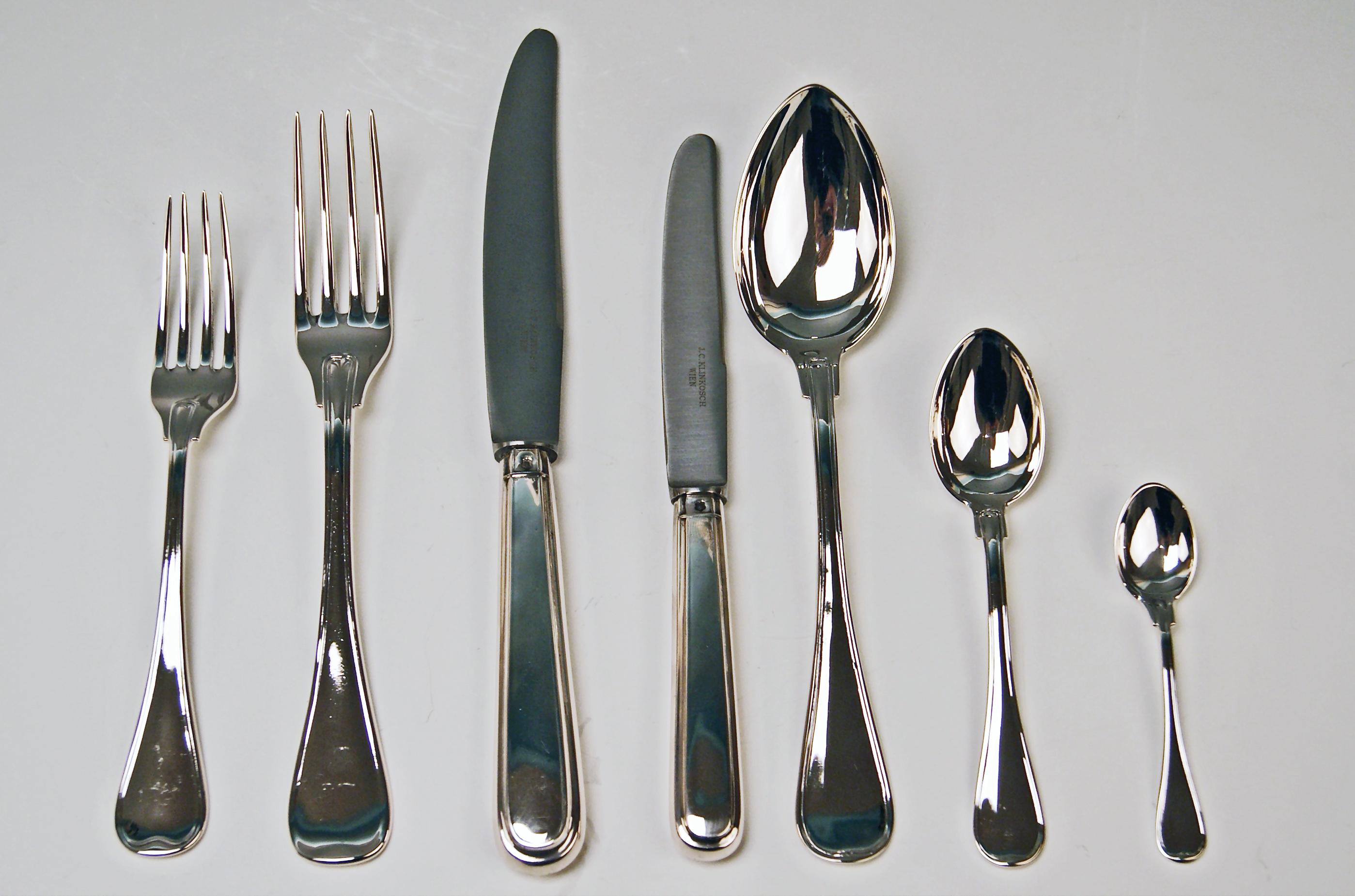 Silver 800 Cutlery Set Klinkosch Austria Vienna 91 Pieces 12 Persons Made 1900 3