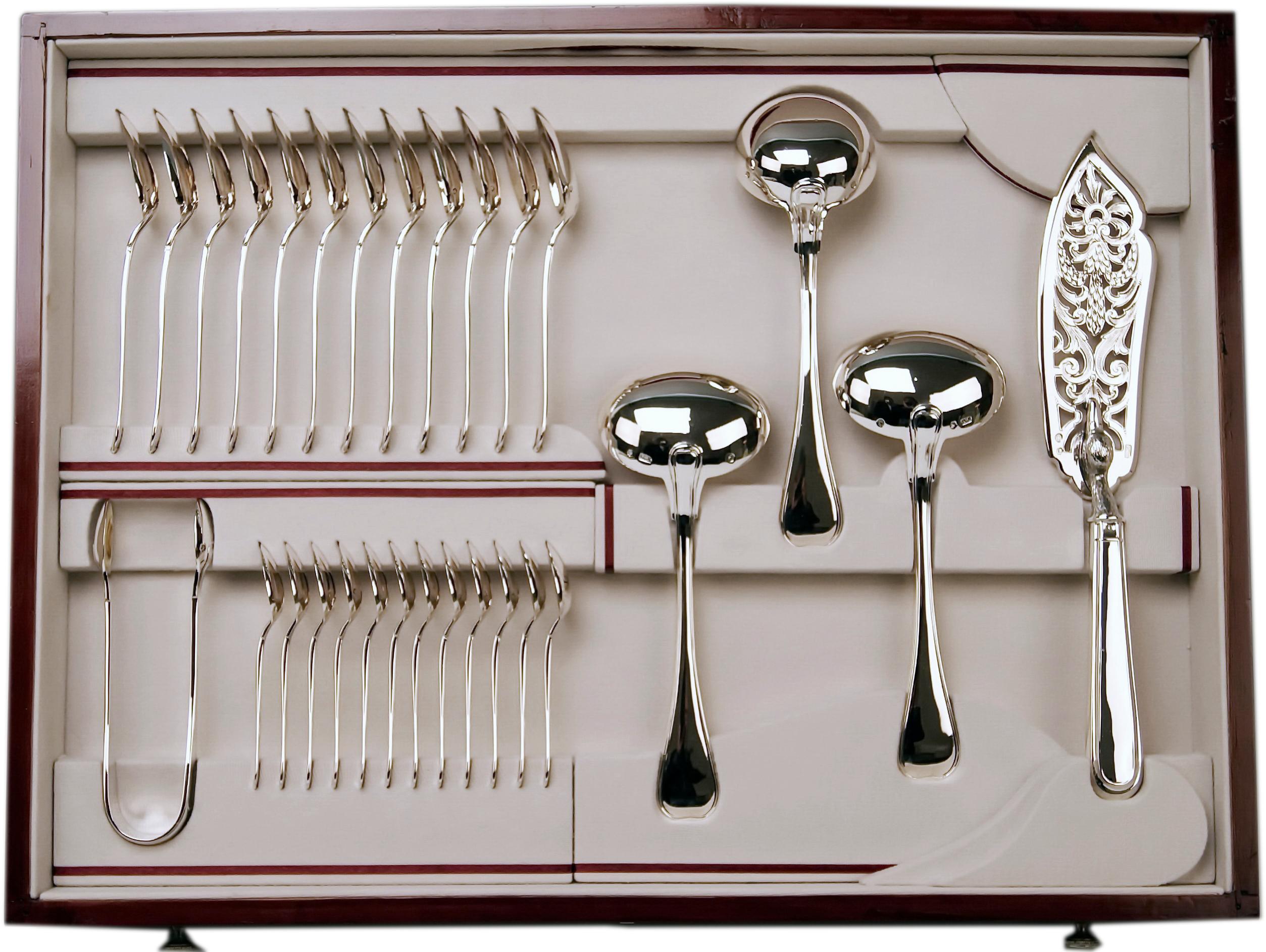 Art Nouveau Silver 800 Cutlery Set Klinkosch Austria Vienna 91 Pieces 12 Persons Made 1900