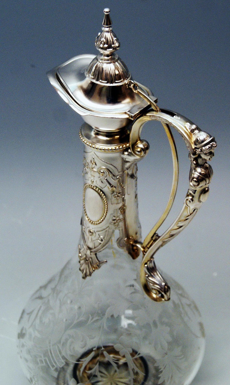 Silver 800 Historicism Glass Decanter Wine Carafe, Austria Made circa 18801890 at 1stDibs