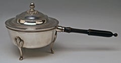 Silber 812,5 Biedermeier Casserole mit Deckel aus Holzstahl Radelpunze Wien 1827