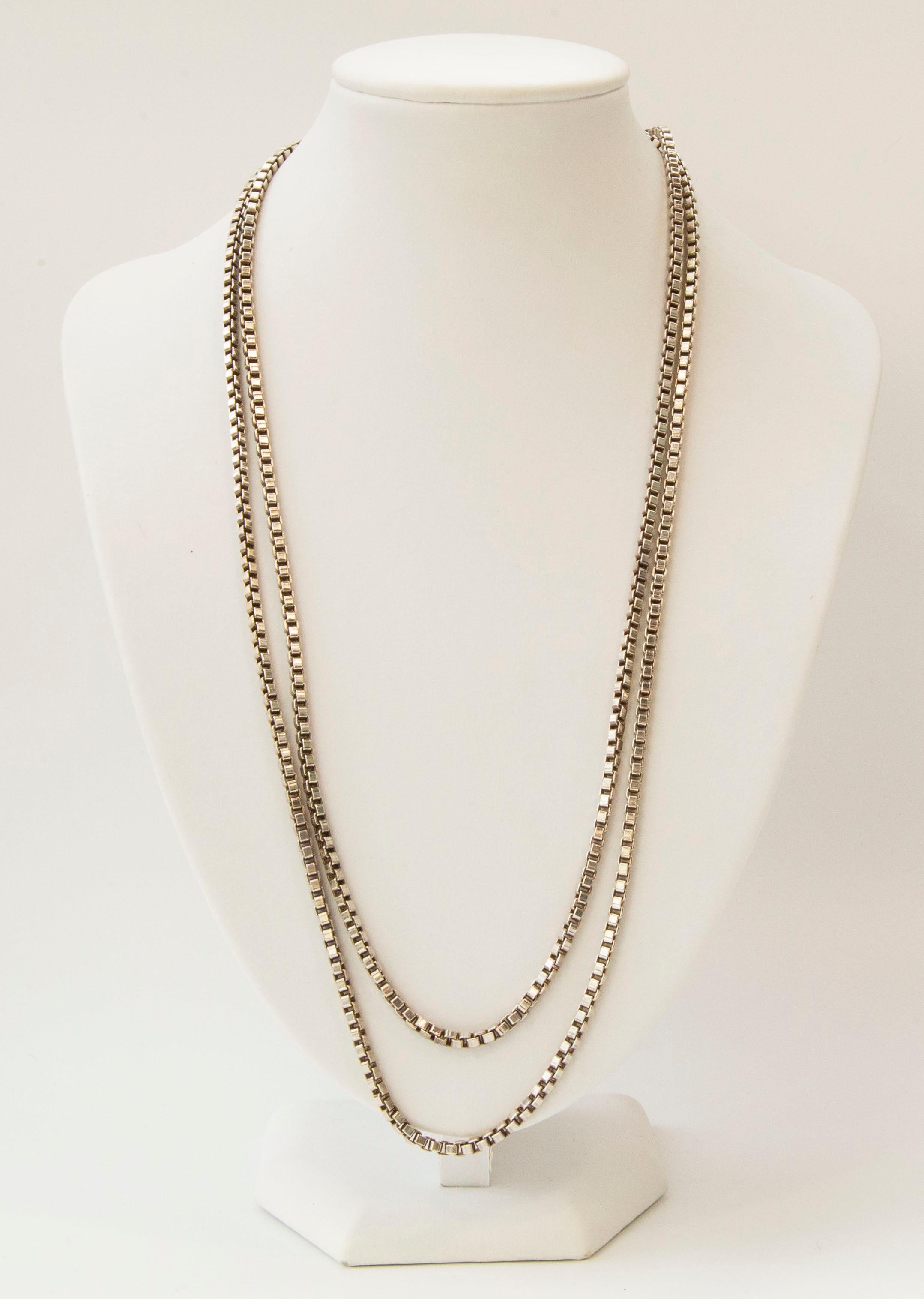 Collana a catena a scatola veneziana in argento 835, extra lunga e grossa In condizioni buone in vendita a Arnhem, NL
