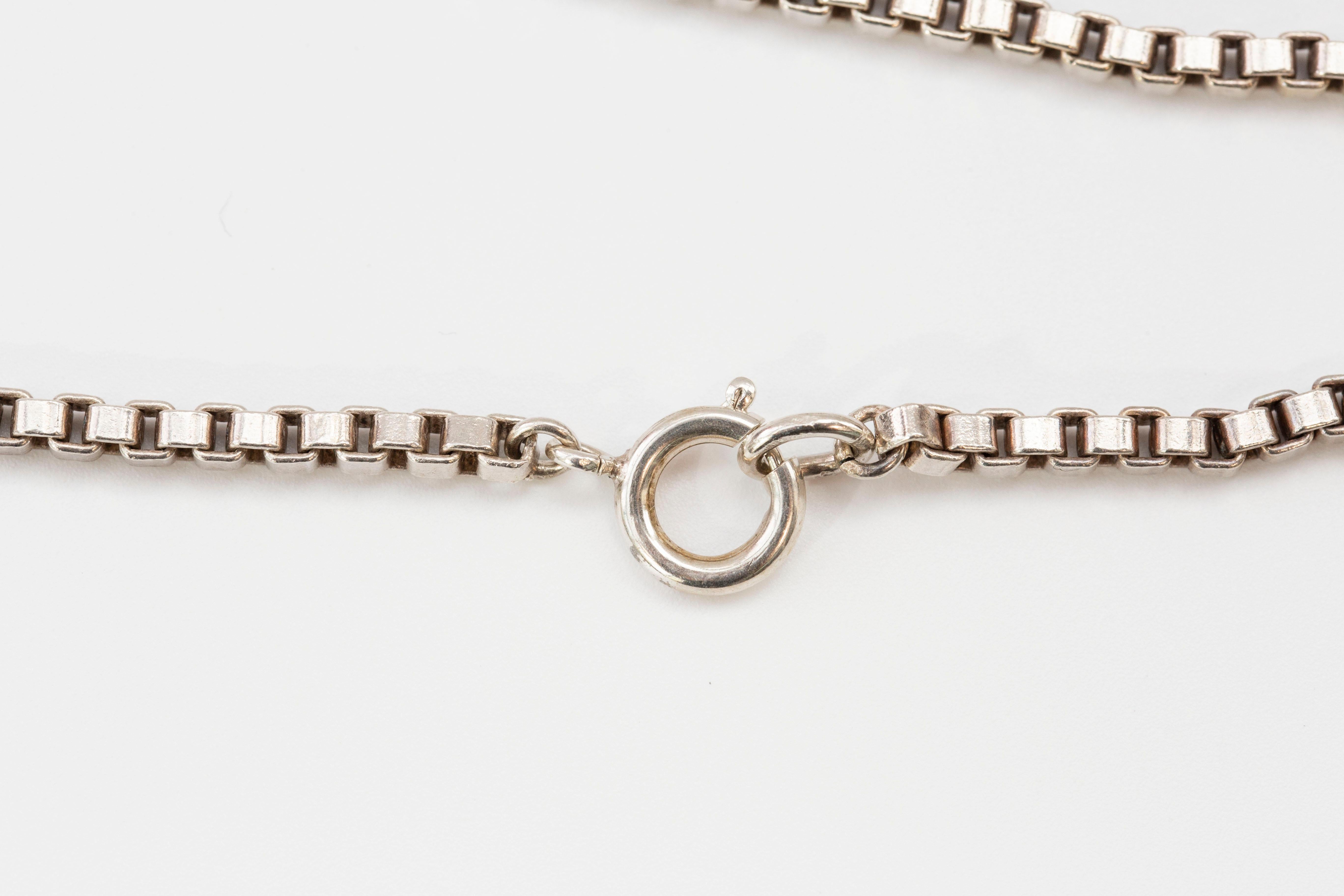 Collana a catena a scatola veneziana in argento 835, extra lunga e grossa in vendita 2