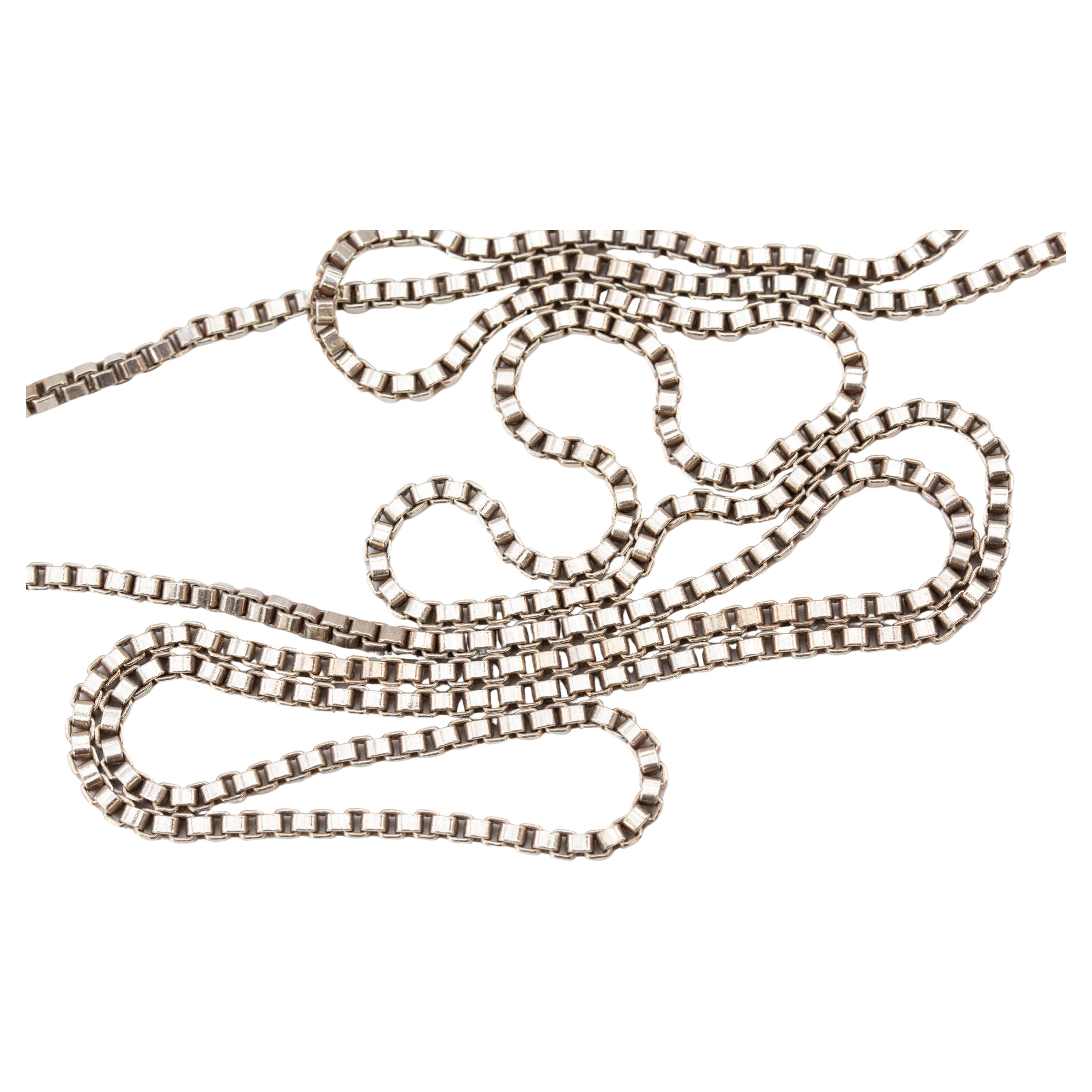 Silver 835 Venetian Box Chain Necklace Chunky Extra Long