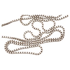 Silver 835 Venetian Box Chain Necklace Chunky Extra Long