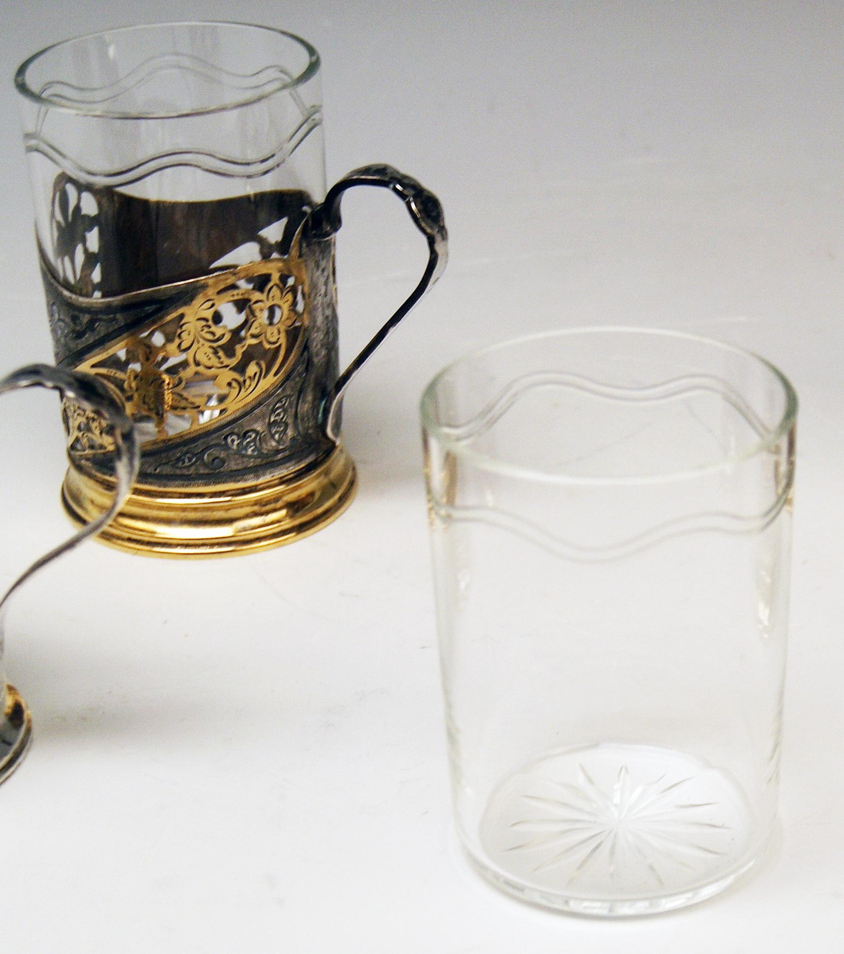  Set von vier Teegläsern aus Silber, 875, Russland, Moskau, hergestellt ca. 1958-1965 (Russisch) im Angebot