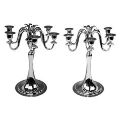 Paire de chandeliers Art Nouveau en argent 900 par Klinkosch Vienne:: Circa 1900