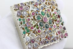 Silver 925 18 Karat Yellow Gold Plate Gem Encrusted Box, 19th Century