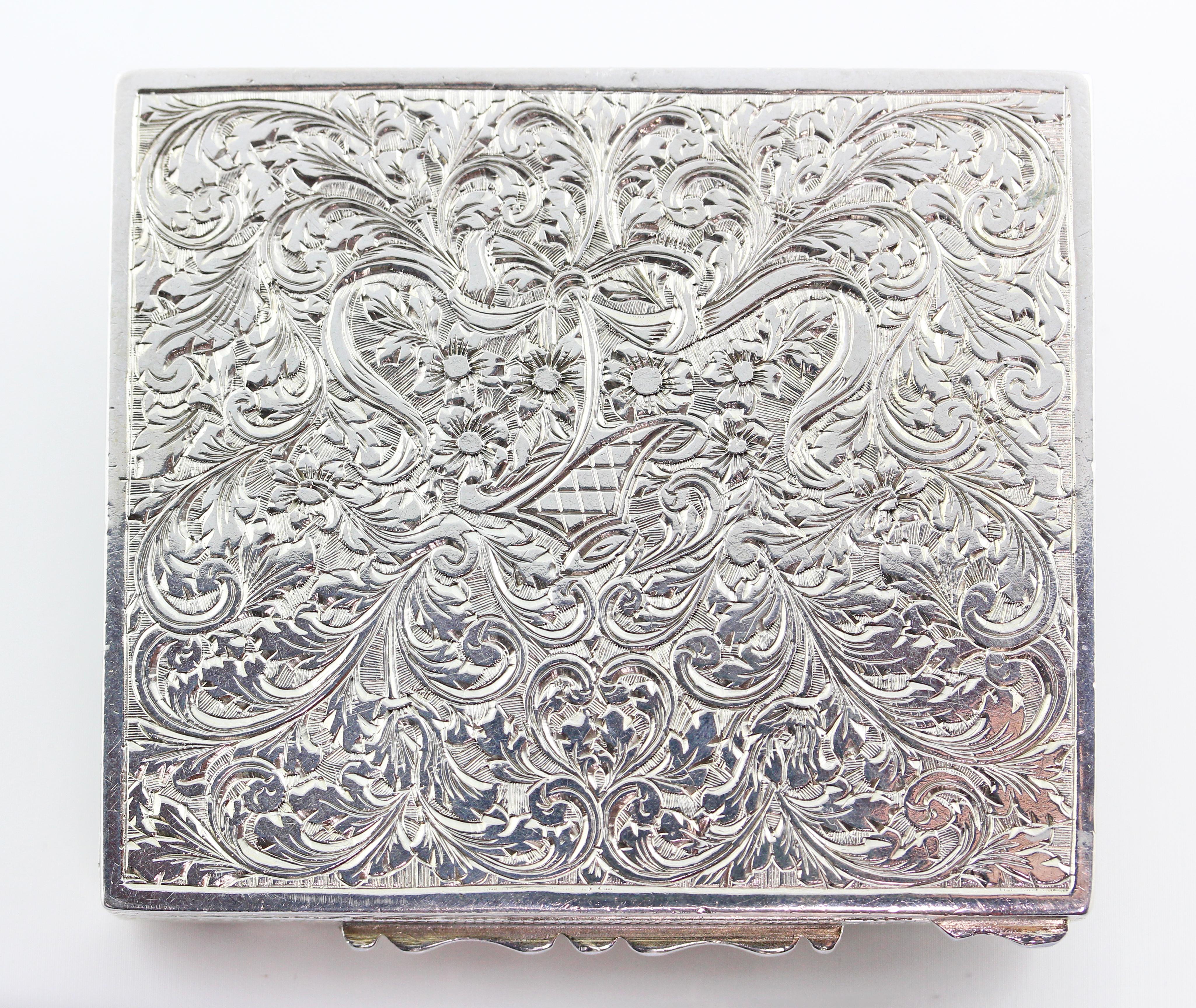 Silver 925 18 Karat Yellow Gold Plate Gem Encrusted Box, 19th Century 5